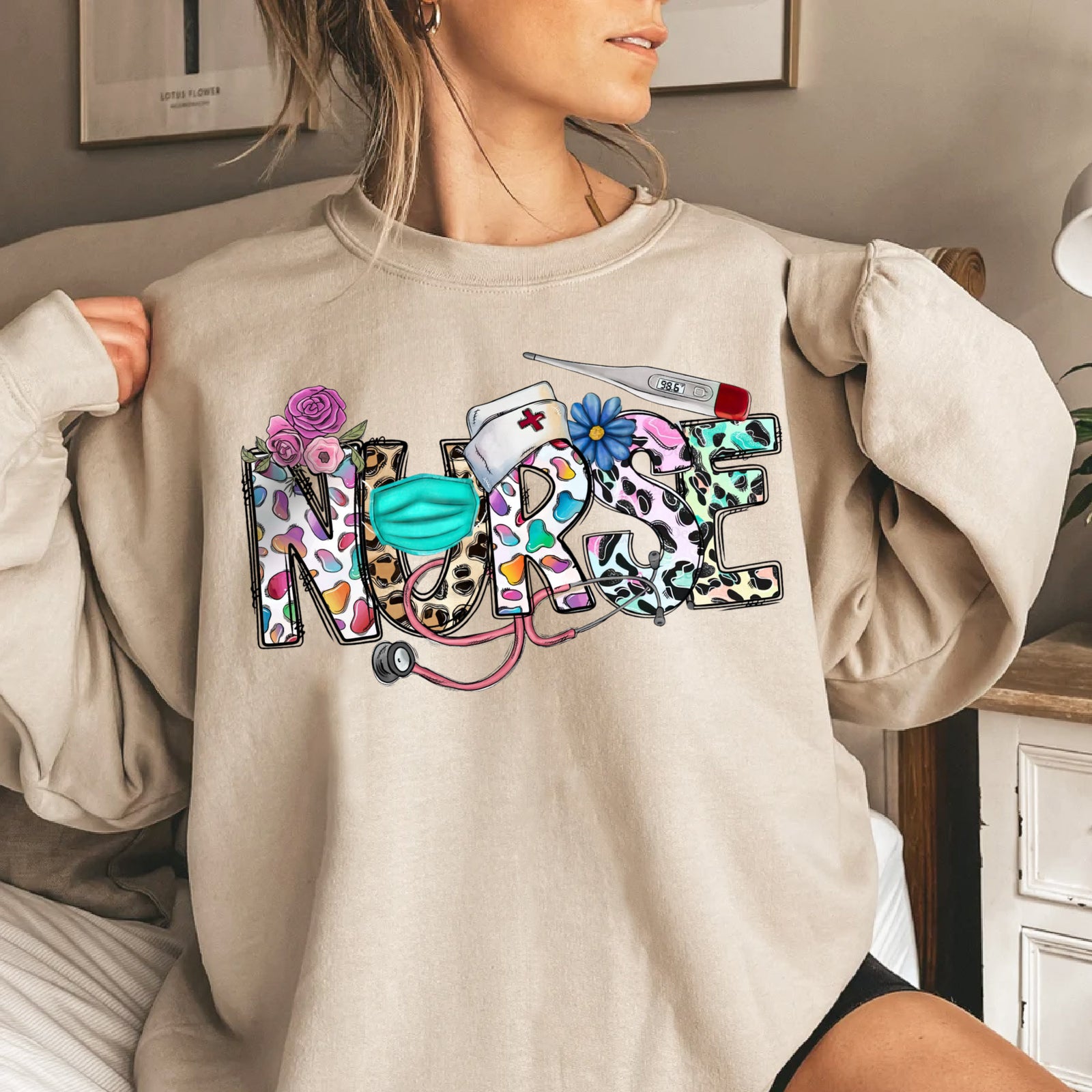 Registered Nurse Sweatshirt, Leopard Print Nurse Sweatshirt