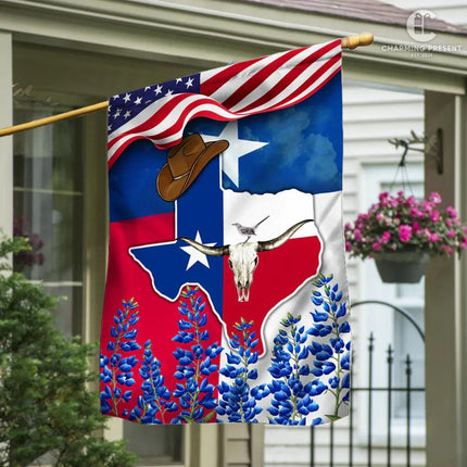 Texas Bluebonnets Flag Version 3 - Charming Present