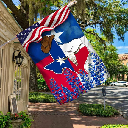 Texas Bluebonnets Flag Version 3 - Charming Present