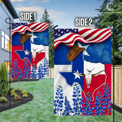 Texas Bluebonnets Flag Version 3 - Charming Present