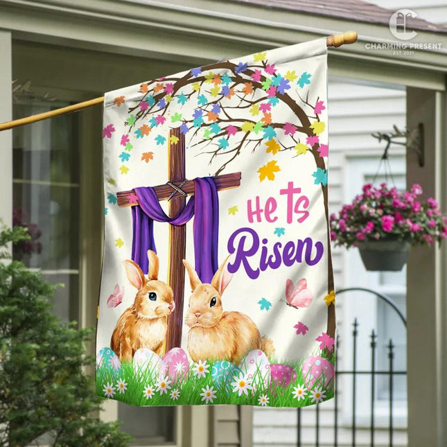 He Is Risen Flag - Happy Easter Day Flag - Charming Present