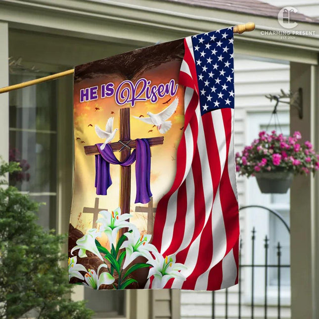 He Is Risen - Happy Easter Day Flag Version 2 - Charming Present