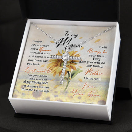 To My Mom I Know It's Not Easy For A Woman To Raise A Man - Necklace SO64 - Charming Present