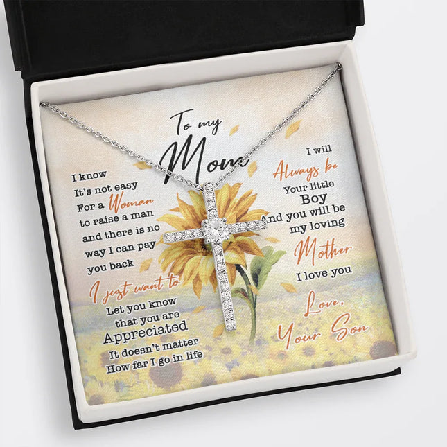 To My Mom I Know It's Not Easy For A Woman To Raise A Man - Necklace SO64 - Charming Present