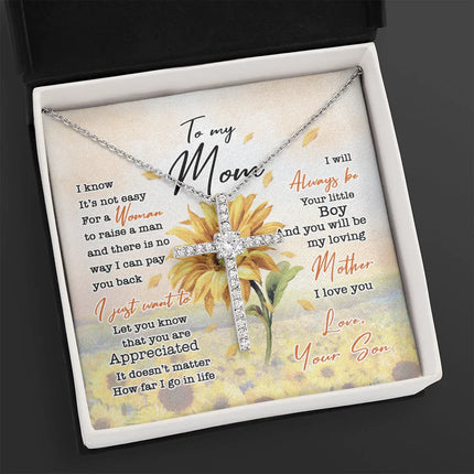 To My Mom I Know It's Not Easy For A Woman To Raise A Man - Necklace SO64 - Charming Present