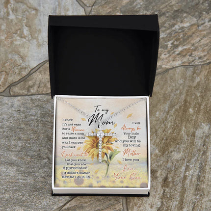 To My Mom I Know It's Not Easy For A Woman To Raise A Man - Necklace SO64 - Charming Present