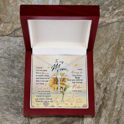 To My Mom I Know It's Not Easy For A Woman To Raise A Man - Necklace SO64 - Charming Present