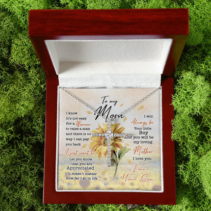 To My Mom I Know It's Not Easy For A Woman To Raise A Man - Necklace SO64 - Charming Present