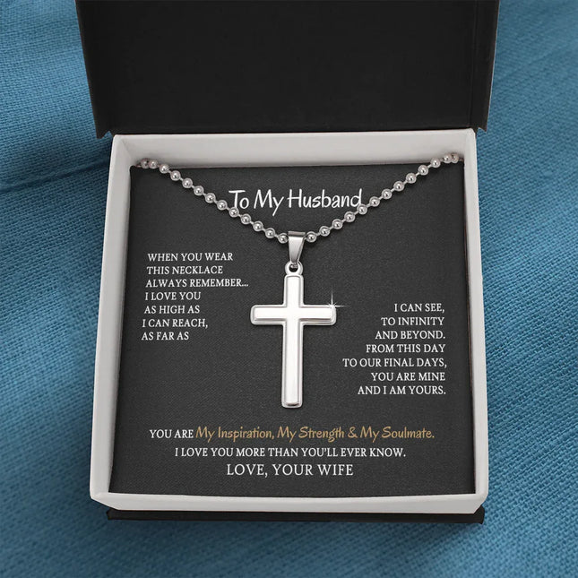 To My Husband - You are My Inspiration My Strength & My Soulmate - Cross Necklace SO100V - Charming Present