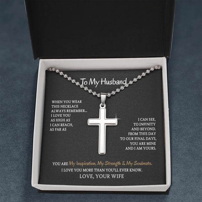 To My Husband - You are My Inspiration My Strength & My Soulmate - Cross Necklace SO100V - Charming Present