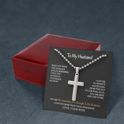 To My Husband - You are My Inspiration My Strength & My Soulmate - Cross Necklace SO100V - Charming Present