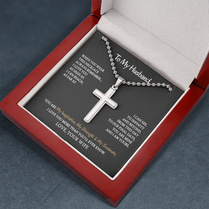 To My Husband - You are My Inspiration My Strength & My Soulmate - Cross Necklace SO100V - Charming Present
