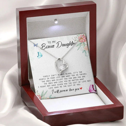 To My Bonus Daughter - I Will Forever Love You - Forever Love Necklace SO166V - Charming Present