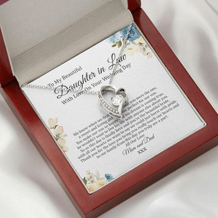 Daughter In Law - Mom And Dad - On Your Wedding Day - Forever Love Necklace - Charming Present