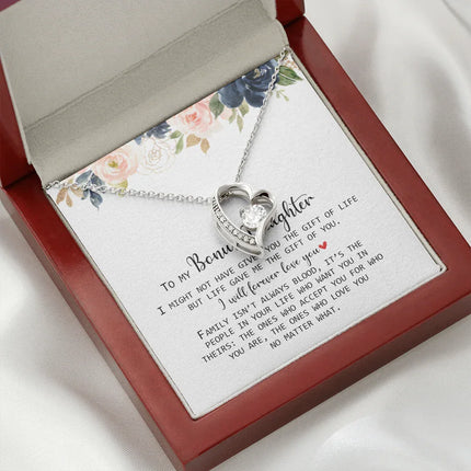 To My Bonus Daughter - Love You No Matter What - Forever Love Necklace SO168V - Charming Present