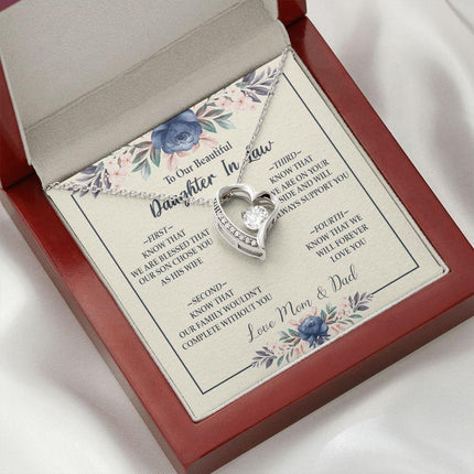Daughter In Law - Mom And Dad - Forever Love Necklace - Charming Present