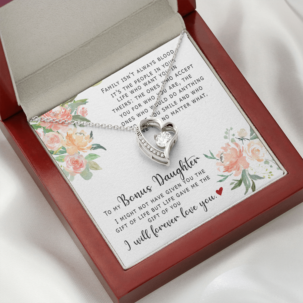 To My Bonus Daughter - I Will Forever Love You - Forever Love Necklace SO165V