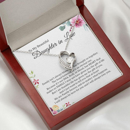 Daughter In Law - Heart That Makes Us Family - Forever Love Necklace - Charming Present