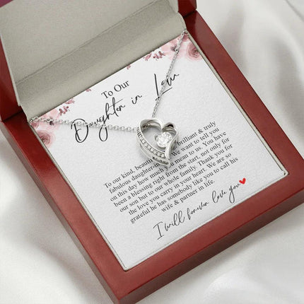 To Our Daughter In Law - Thank You For The Love - Forever Love Necklace SO169T - Charming Present