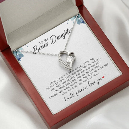 To My Bonus Daughter - I Will Forever Love You - Forever Love Necklace SO155T - Charming Present