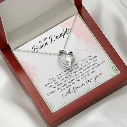 To My Bonus Daughter - I Will Forever Love You - Forever Love Necklace SO183T - Charming Present