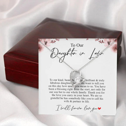 To Our Daughter In Law - Thank You For The Love - Forever Love Necklace SO169T - Charming Present