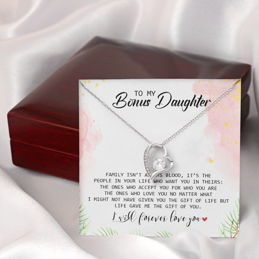 To My Bonus Daughter - I Will Forever Love You - Forever Love Necklace SO183T