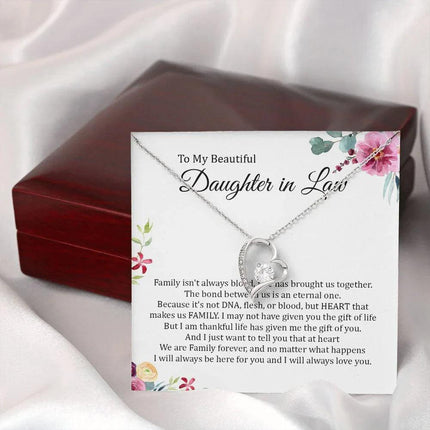 Daughter In Law - Heart That Makes Us Family - Forever Love Necklace - Charming Present