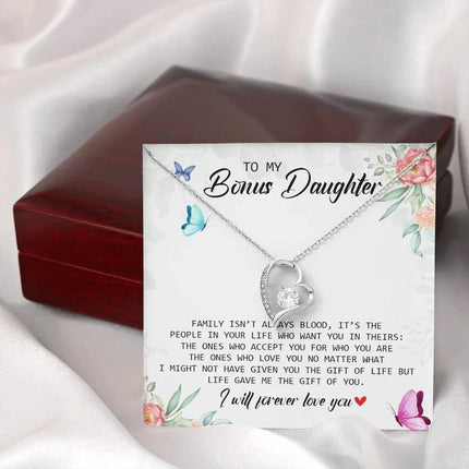 To My Bonus Daughter - I Will Forever Love You - Forever Love Necklace SO166V - Charming Present