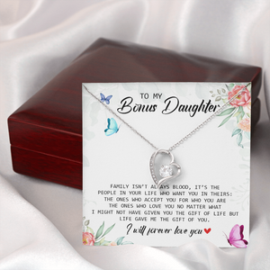 To My Bonus Daughter - I Will Forever Love You - Forever Love Necklace SO166V