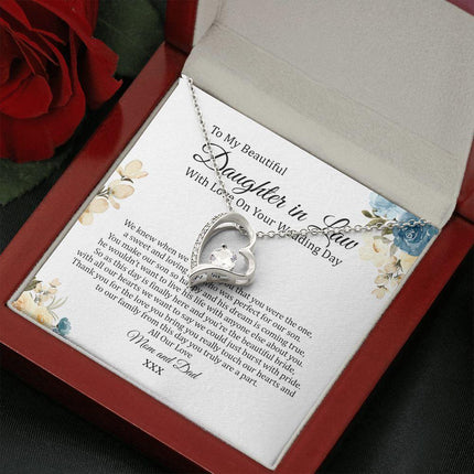 Daughter In Law - Mom And Dad - On Your Wedding Day - Forever Love Necklace - Charming Present