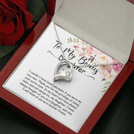 To My Bonus Daughter - You Are Always In My Heart - Forever Love Necklace SO164V - Charming Present