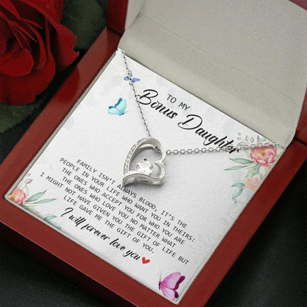 To My Bonus Daughter - I Will Forever Love You - Forever Love Necklace SO166V - Charming Present