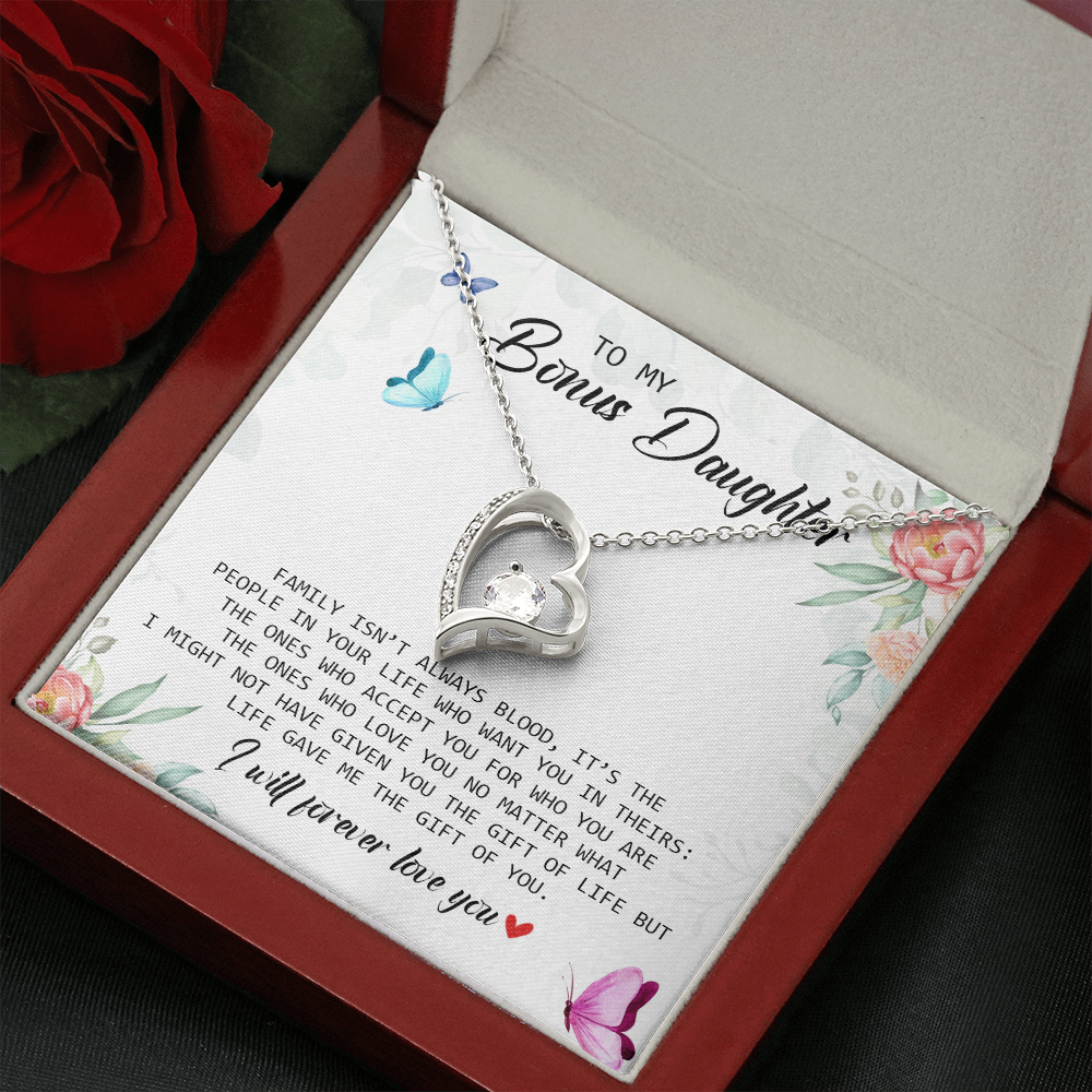 To My Bonus Daughter - I Will Forever Love You - Forever Love Necklace SO166V