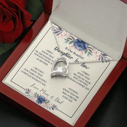 Daughter In Law - Mom And Dad - Forever Love Necklace - Charming Present