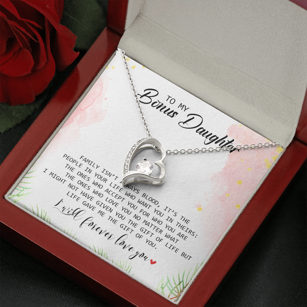 To My Bonus Daughter - I Will Forever Love You - Forever Love Necklace SO183T