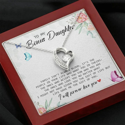 To My Bonus Daughter - I Will Forever Love You - Forever Love Necklace SO166V - Charming Present