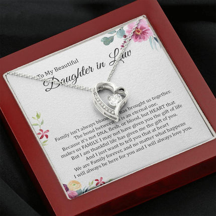Daughter In Law - Heart That Makes Us Family - Forever Love Necklace - Charming Present