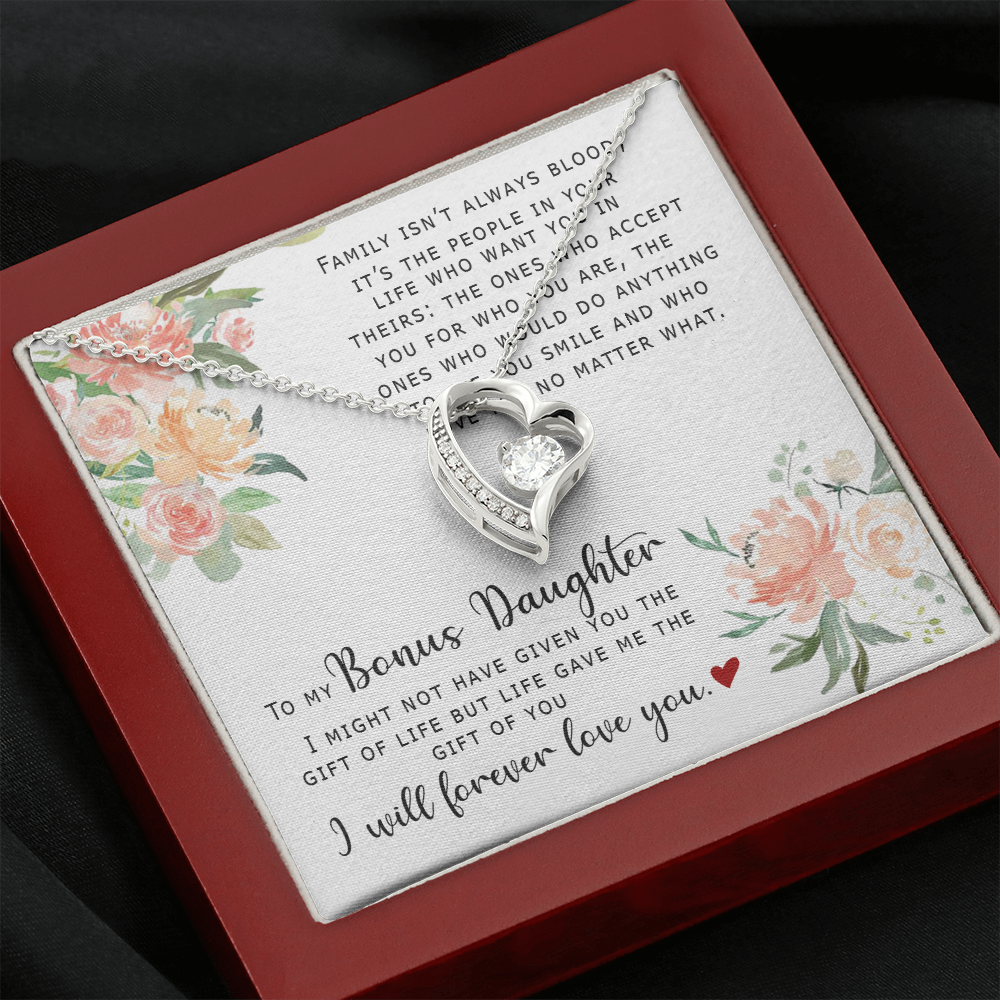 To My Bonus Daughter - I Will Forever Love You - Forever Love Necklace SO165V