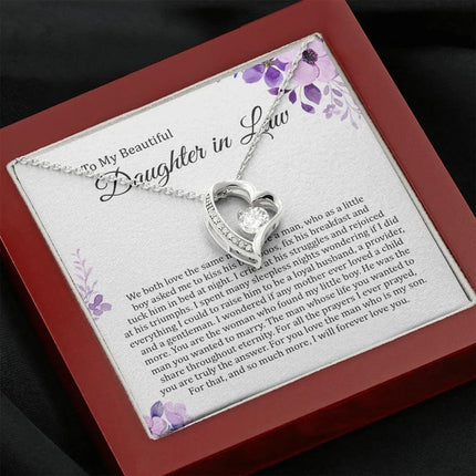 To My Beautiful Daughter In Law - I Will Forever Love You - Forever Love Necklace SO180T - Charming Present