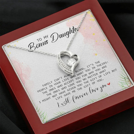 To My Bonus Daughter - I Will Forever Love You - Forever Love Necklace SO183T - Charming Present