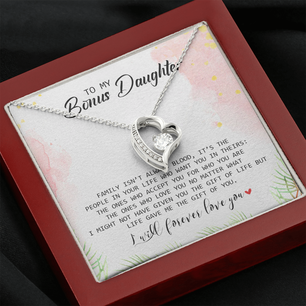 To My Bonus Daughter - I Will Forever Love You - Forever Love Necklace SO183T