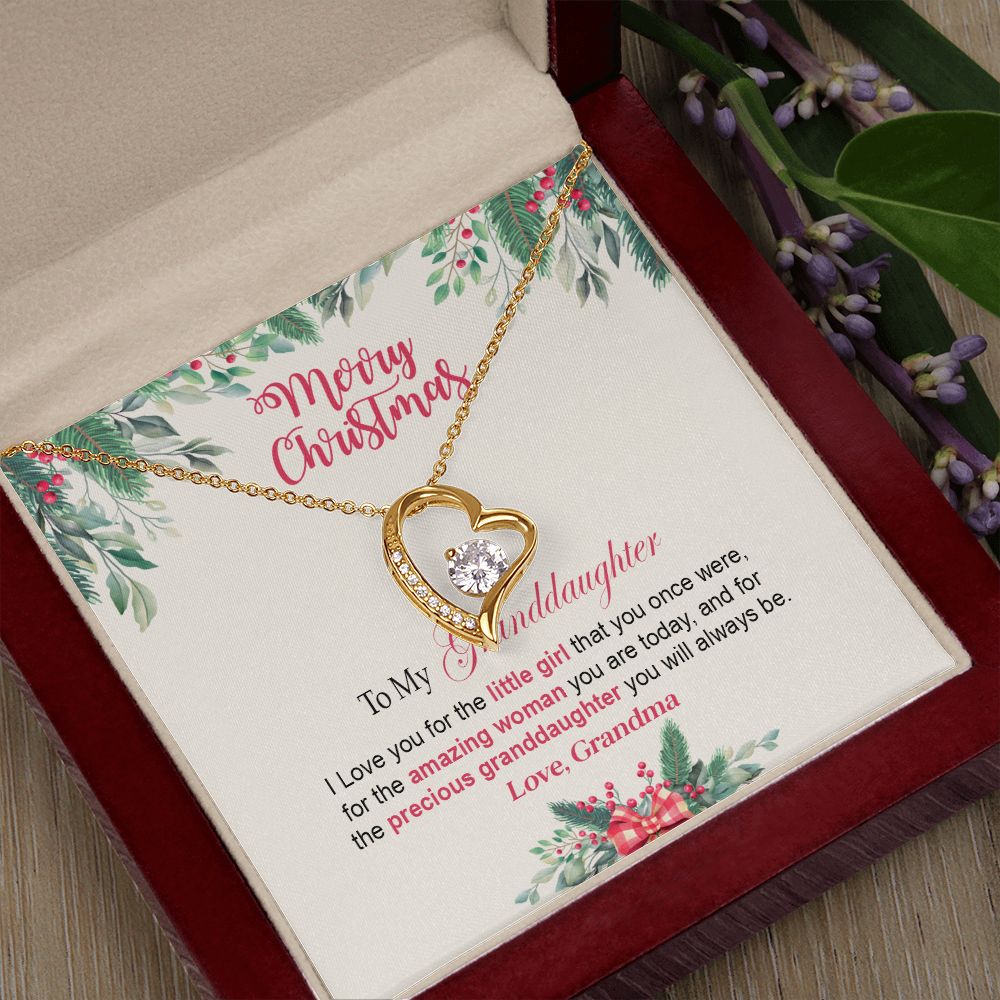 Granddaughter Grandma - Merry Christmas - Forever Love Necklace