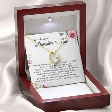 Daughter In Law - Heart That Makes Us Family - Forever Love Necklace - Charming Present