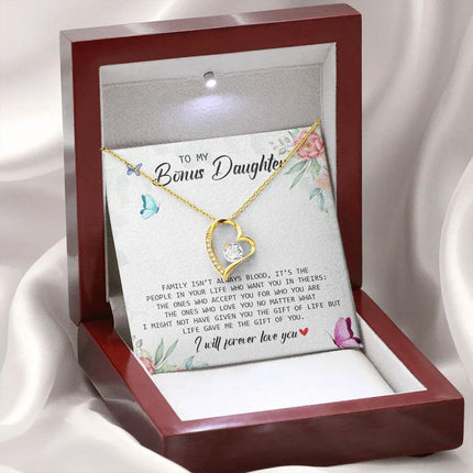 To My Bonus Daughter - I Will Forever Love You - Forever Love Necklace SO166V - Charming Present