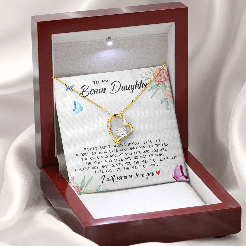 To My Bonus Daughter - I Will Forever Love You - Forever Love Necklace SO166V