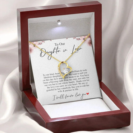 To Our Daughter In Law - Thank You For The Love - Forever Love Necklace SO169T - Charming Present