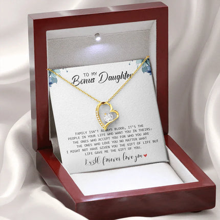 To My Bonus Daughter - I Will Forever Love You - Forever Love Necklace SO155T - Charming Present