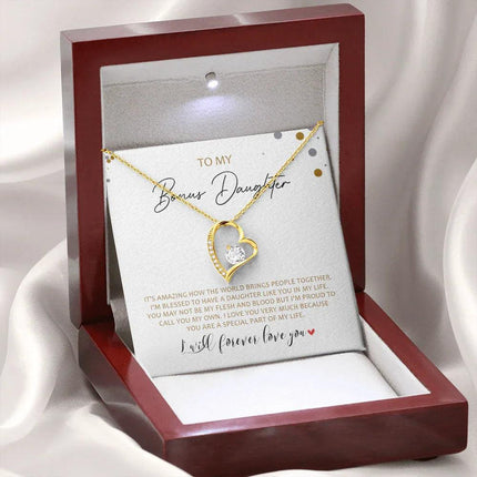 To My Bonus Daughter - Call You My Own - Forever Love Necklace SO163V - Charming Present