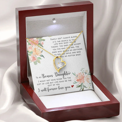 To My Bonus Daughter - I Will Forever Love You - Forever Love Necklace SO165V - Charming Present
